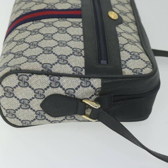 GUCCI GG Supreme Sherry Line Shoulder Bag Red Navy 32 001 4071 Auth ep2607 - Picture 3 of 16